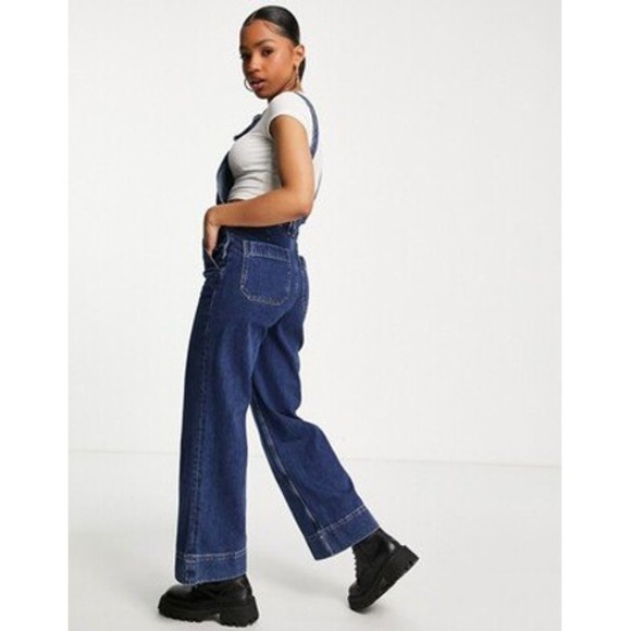 Other Stories Wide Leg Cropped Overalls Large 10 - Picture 4 of 16